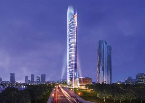 The hotel will be situated on the top floors of a 370m (1,214ft) tower offering impressive views of the Xinwei River