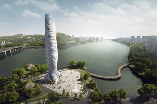 Architecture firm RMJM reveals designs for progressive fish-like tower in China 