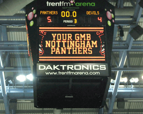Daktronics score at the Trent FM Arena