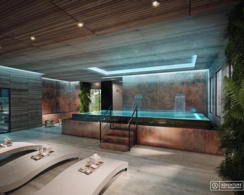 Inside the spa, a fragrant thermal journey will welcome visitors with a vitality waterfall pool, steamroom, hammam and Himalayan salt sauna