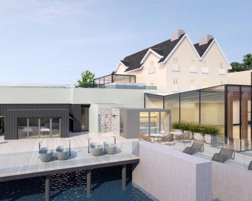 The refurbishment has extended the spa's existing outdoor area to encompass new bathing and thermal experiences as well as ample relaxation space looking across the River Mayo