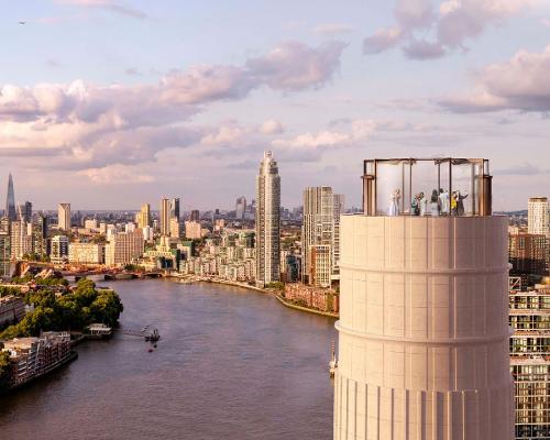 Battersea Power Station's chimney experience whisks guests up 109m in a glass elevator