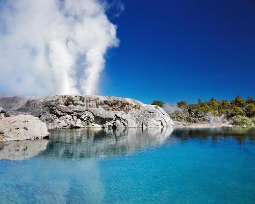 Rotorua is known for its hot springs, geysers and bubbling mud pools