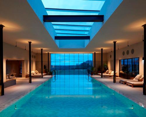 The Waters is a light-filled space for bathing and relaxation, complete with countryside views and 29,434 hand-laid tiles