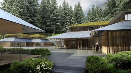Kuma’s new complex will sit outside the entrances of the five existing gardens
