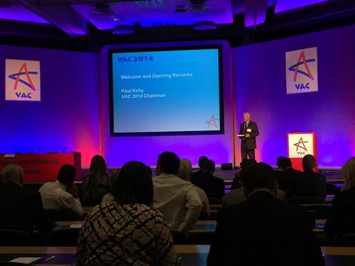 Conference chair Paul Kelly addresses delegates at the start of VAC 2014