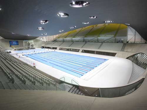 Zaha Hadid and S and P Architects designed the Aquatics Centre