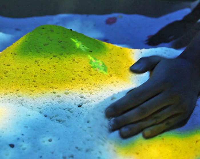 Interactive augmented-reality sandbox targets children's attractions