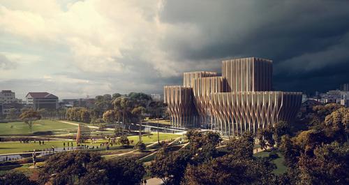 The centre will be the first wooden structure designed by Zaha Hadid