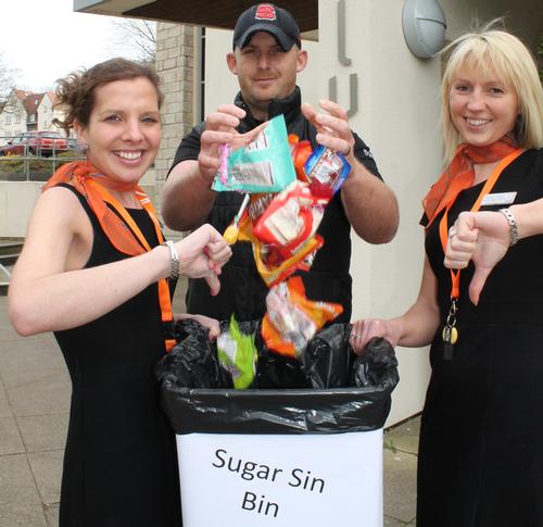 (Left to right) Claire Jameson, Tom Horton and Anna Montgomery have been pushing the healthy living envelope with their sugar sin bin scheme