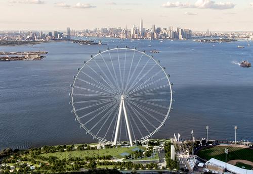 Artist's rendering of the view from the wheel looking over Manhattan