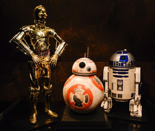 Many iconic costumes are on display, including C3P0, BB-8 and R2D2