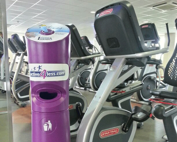 Addgards makes branded wet wipe stations for all UK Active4Less gyms