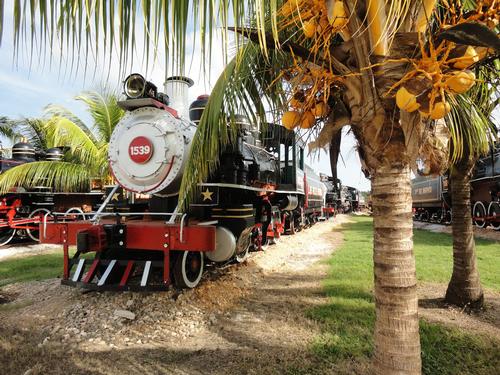 The outdoor exhibition sees the 40 restored locomotives displayed at the Railroad Museum in Havana
