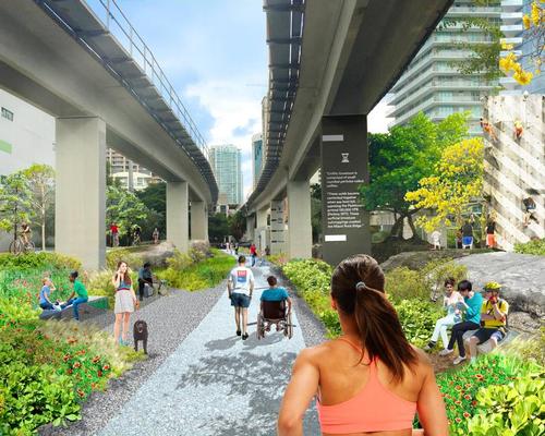 Picnic areas, native vegetation, a nature-inspired playground, a dog park, a basketball court and art installations will be added to Brickell Underline Park