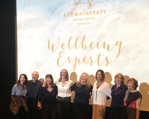 Aromatherapy Associates CEO Tracey Woodward, fourth from right, and her team of wellbeing experts