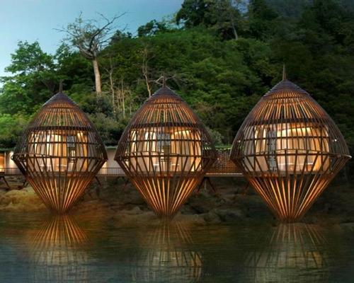 The spa’s standout offering will be its five floating cocoon-shaped spa pavilions, which resemble Malay bubus.