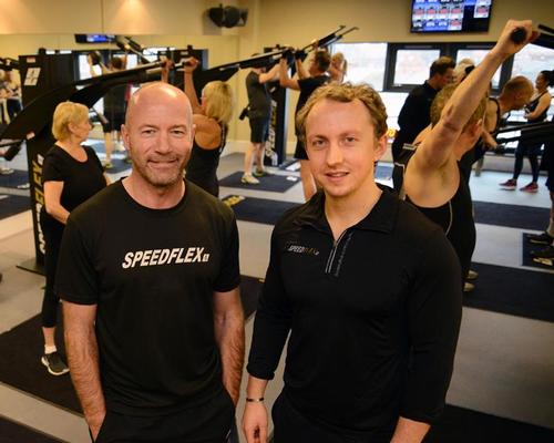 Alan Shearer and trainer Matt Bolam at the Speedflex launch