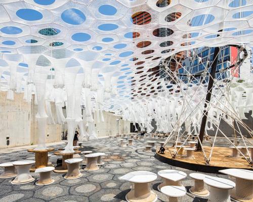 Jenny Sabin Studio have created 'Lumen' in the courtyard of MoMA PS1 as part of the annual Young Architects Program