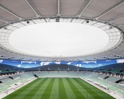 Vast video screen dominates Russian stadium's ode to Roman ampitheatres