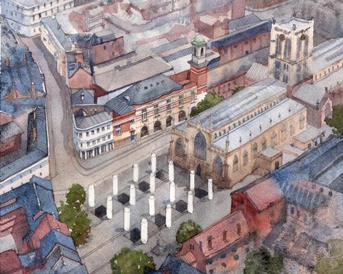 A Hall for Hull will transform Trinity Square with sixteen galvanised steel columns arranged in a grid formation