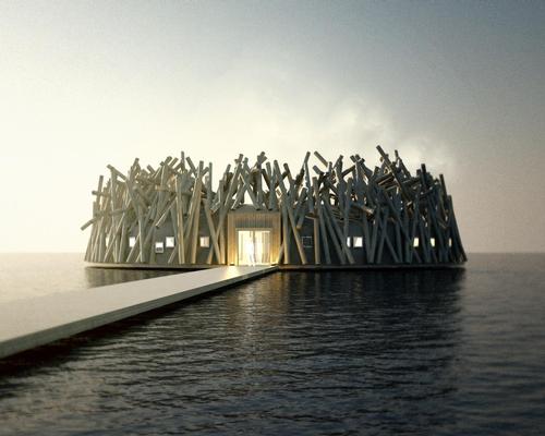 Reminiscent of a bird’s nest or natural dam, the Arctic Bath will float on the Lule river in Swedish Lapland 