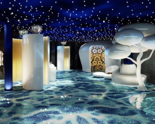 The spa's futuristic design was created by Dutch product and interior designer Marcel Wanders