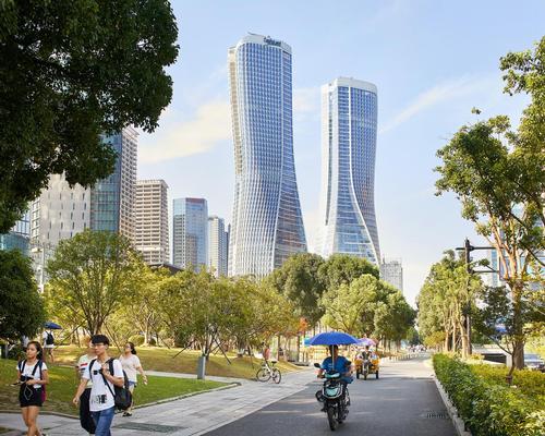 The Raffles City development has been conceived as a lively vertical neighbourhood and transit hub for the Qianjiang New Town district