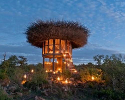 Safari guests sleep above trees in Segera Retreat's man-made bird's nest 
