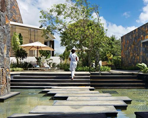 The Cinq Mondes spa at Long Beach Golf and Spa Resort features lava rock walls
