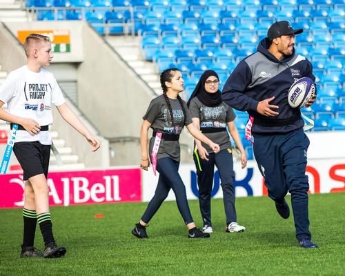  Solomona at the launch of Project Rugby at the AJ Bell stadium in Barton-upon-Irwell, Eccles