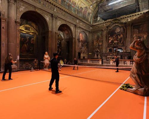 Love all! Artist places tennis court inside repurposed 16th-century church for Milan exhibition