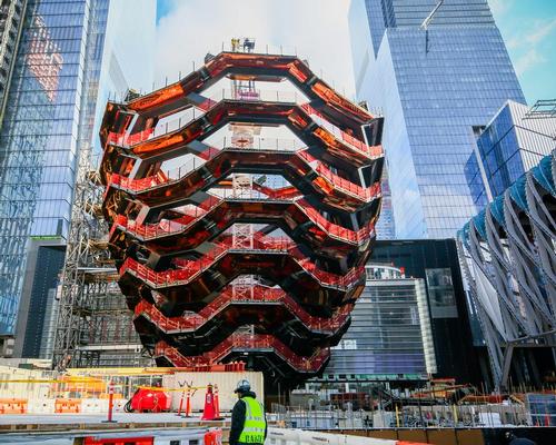 The honeycomb-like structure, described by its creators as “one of the most complex pieces of steelwork ever made” has reached its full height of 150ft (46m)