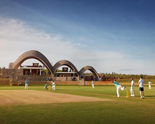 The design was inspired by a bouncing cricket ball and Rwanda's rolling hills