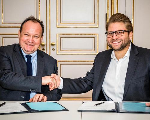 The European Investment Bank's Ambroise Fayolle (left) with eGym CEO Philipp Roesch-Schlanderer