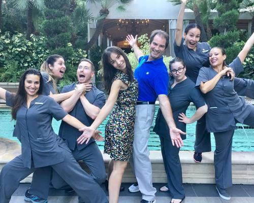 Jean-Guy de Gabriac, fifth from left, with the spa team from Four Seasons Los Angeles at Beverly Hills who helped create a new signature treatment