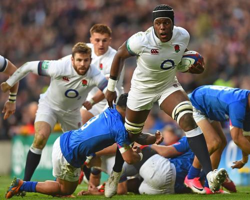 England's Maro Itoje demonstrates his explosive power during Old Mutual Wealth Series between England against Samoa at Twickenham Stadium in November