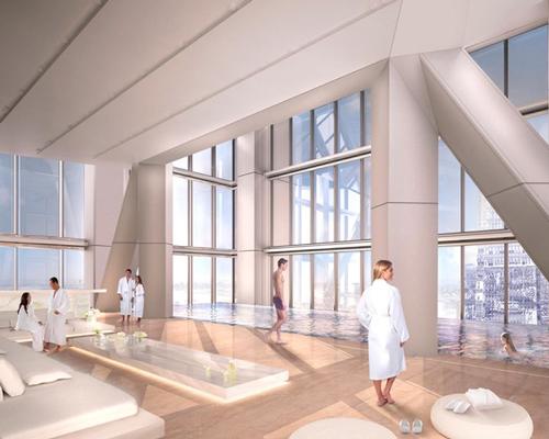 Above the hotel, the 57th-floor spa will include seven treatment rooms and an indoor infinity pool