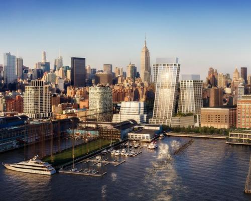 The Eleventh, located along the High Line at 76 11th Avenue in West Chelsea, will be formed of two twisting asymmetrical towers connected via a skybridge