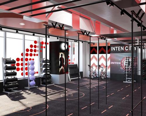 The Fusion brand’s distinctive red and black aesthetics have been used across the separate exercising zones within the 100sq m (328sq ft) area