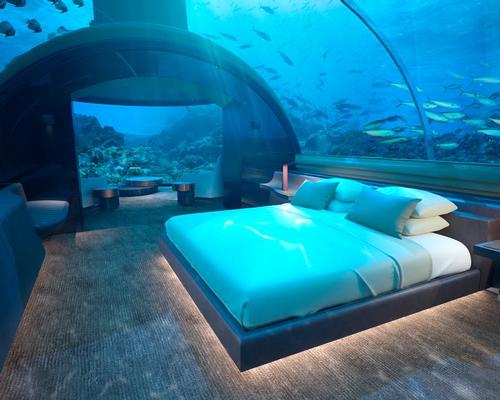 The undersea residence is a two-level structure, with a suite 5m (16.4ft) below the waves featuring a king size bedroom, living area and bathroom