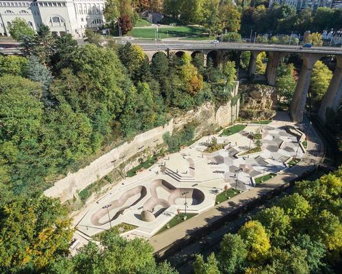 The multi-level park has been built beneath the stony fortified buildings of Vauban in the Peitruss Valley, which separates Luxembourg's Old and New Towns