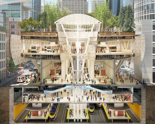 Cross section render of the Salesforce Transit Center