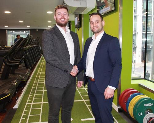 Eamon Lloyd, head of partnerships at Gympass (left) with Adrian Worsley, national operations manager at Bannatyne Health Clubs (right)