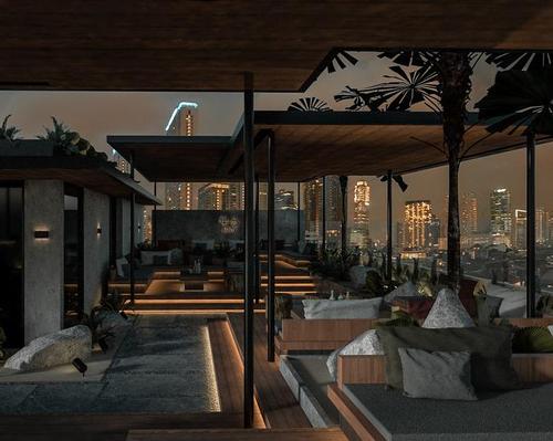 Noru provides covered seating, a bar and views across Jakarta