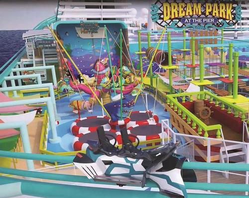 The Dream Park at the Pier theme park on board Global Dream includes a Maurer rollercoaster 