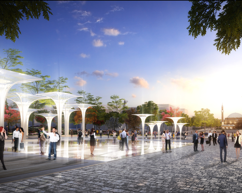 Archaeological ruins will be covered walkable glass so as to showcase them to passersby and visitors to the square