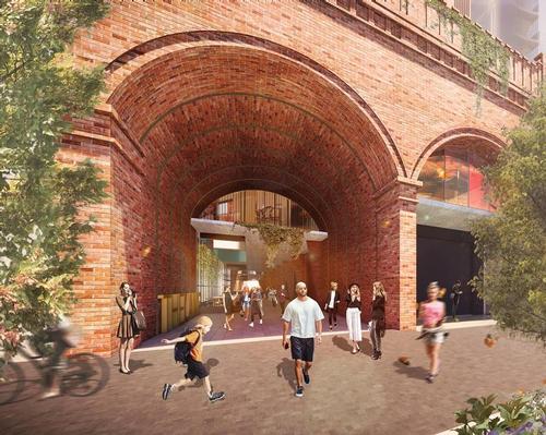 The arcade's brick arches will be reinstated to create continuity with those of the market building