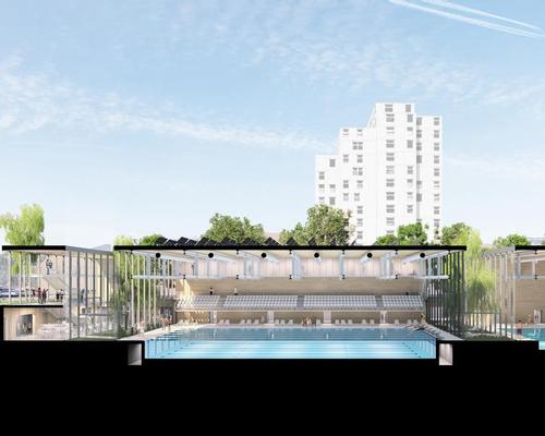 Radionica Arhitekture house swimming centre in three sunken glass volumes