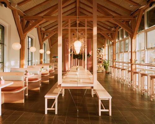 Copenhagen restaurant interior made from single Douglas fir tree